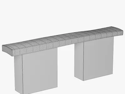 Console table made of wood and concrete 3D model