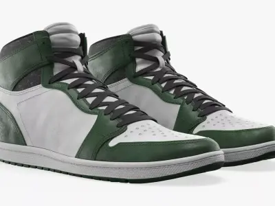 Retro Basketball High Top Footwear Green 3D model
