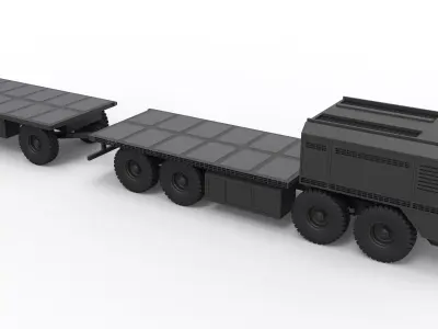 Military truck with trailer 3D model