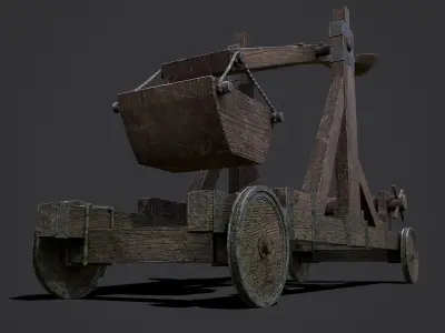 Medieval Catapult Low-poly 3D model