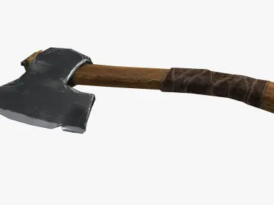 Wooden ax Low-poly 3D model