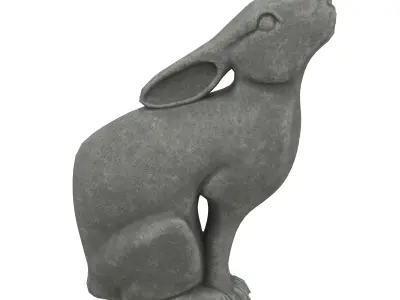Rabbit stone statues Low-poly 3D model