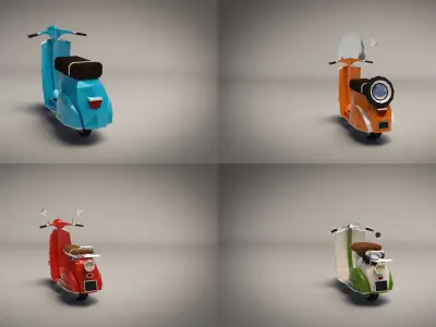 Low Poly Cartoon Scooter Pack