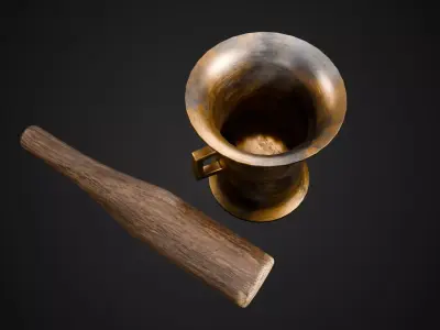 19th Century Mortar and Pestle Low-poly 3D model