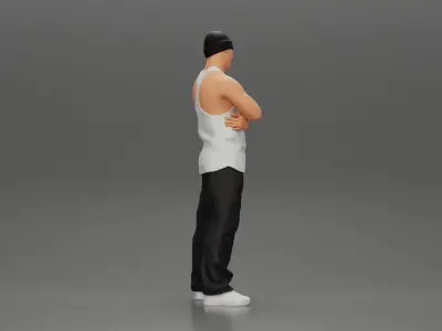 gangster homie arms crossed in hat 3D print model
