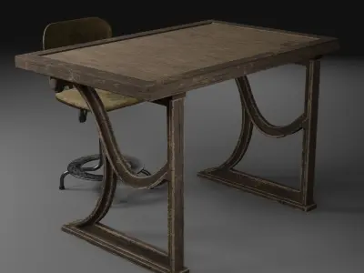 old chair with desk 3D model
