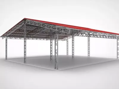 Industrial Metal Hangar 3D model 5