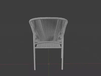 Wicker Stackable Dining Chair Low-poly 3D model