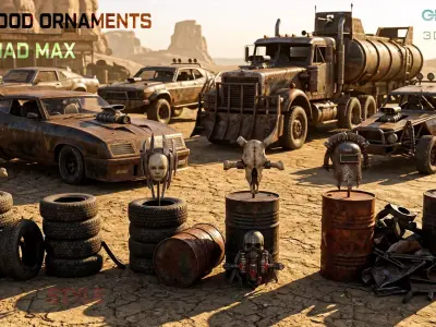 Car Hood Ornaments Mad Max Style   Low-poly 3D model