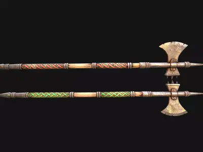 Medieval Weapons Halberd Polearm Axe Weaponry Weapon Low-poly 3D model