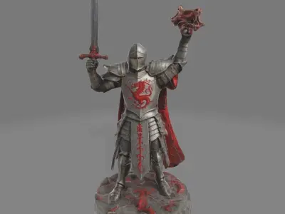Warrior Knight in Victorious Pose 3D model