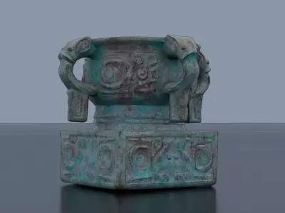 Ancient Chinese Ritual Bronze Ding Low-poly 3D model