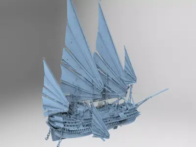 Khan Ocean Battleship chain version 3D Low-poly 3D model