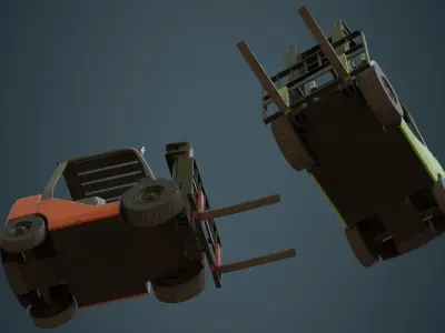 Forklift 1B Low-poly 3D model