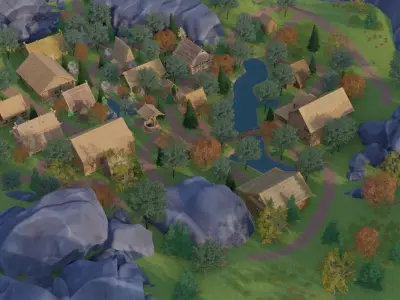 Woodland Village 3D model by SceneLab