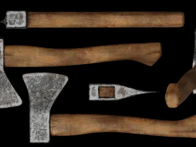 GAME READY HATCHET PBR RIGGED Free low-poly 3D model