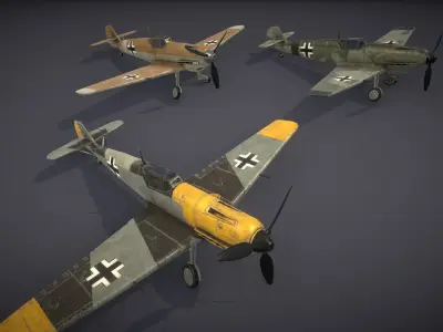 Messerschmitt BF109E Low-poly 3D model