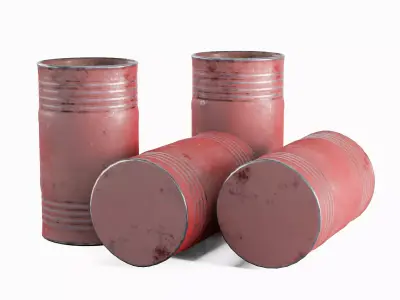 Old Steel Barrel 01 Low-poly 3D model