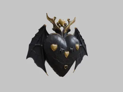 Demon Heart Wings 3D Model Low-poly 3D model