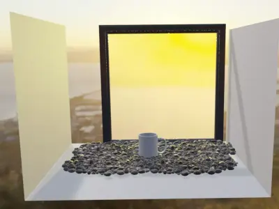 Modern Coffee Mug on Pebble Stone Surface Free 3D model