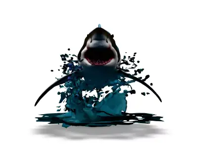 Realistic Great White Shark 3D Model Low-poly 3D model