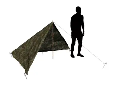 Wehrmacht tent - Halbzelt Low-poly 3D model