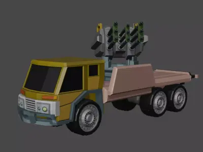 Truck with canon  3D model