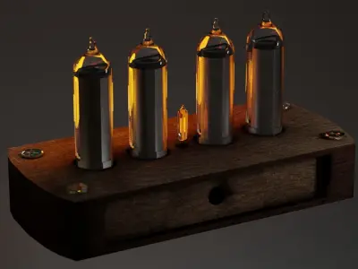 Low Poly Nixie Tube Clock Low-poly 3D model