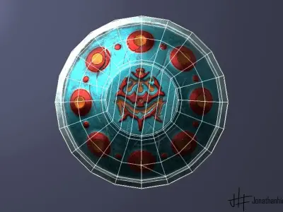 Battered Shield Low-poly 3D model