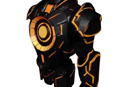 Futuristic Armored Gauntlet with Glowing Vents 3D model