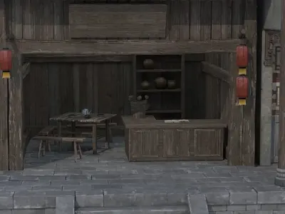 Old houses 3D model