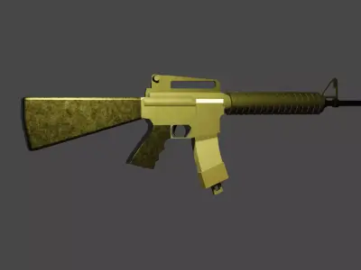 LowPolyM16A3 gold rifle Free 3D model