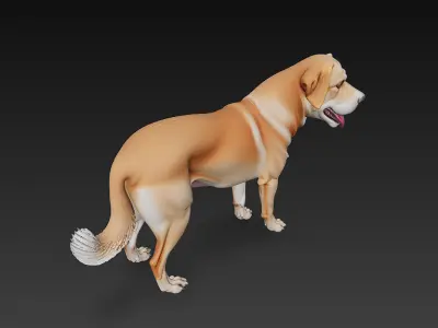 Dog Realistic 3D Model - Low Poly Realistic Low-poly 3D model