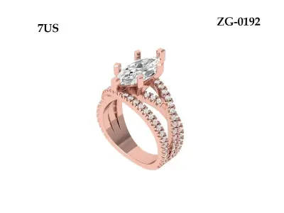 Marquise Ring 3D print model 5