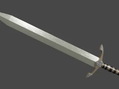 Spatha sword with Excalibur handle Low-poly 3D model