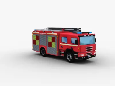 Fire Truck Lowpoly Low-poly 3D model