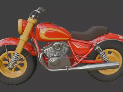 Cartoon Red Chopper Motorcycle 3D Model 3D model by im3dking