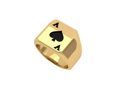 Black Ace Gold Ring 3D print model