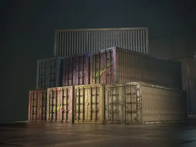 Cargo Containers Collection Free low-poly 3D model