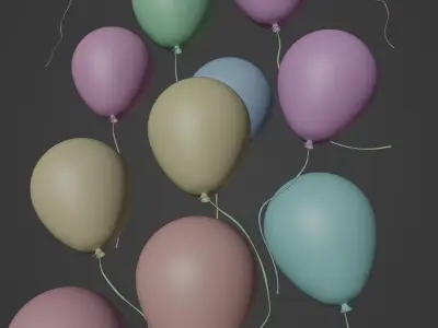 Set of colorful balloons Free low-poly 3D model