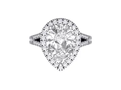Pear Art Deco Ring 3D print model 2