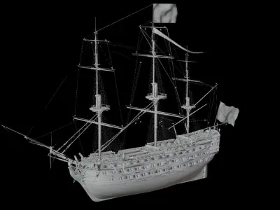English Warship 16th century  3D model