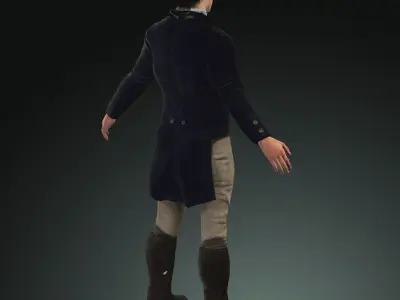 Napoleonic civilian 1812 Low-poly 3D model