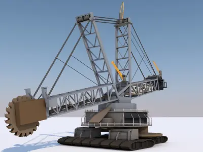 Mining Multi Bucket Wheel Excavator  Low-poly 3D model