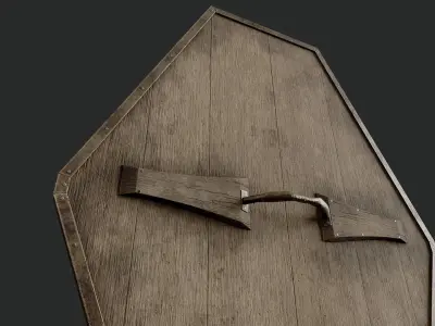 Slavic diamond-shaped shield painted uroboros symbol Low-poly 3D model