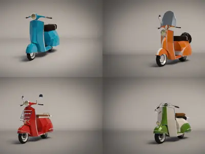 Low Poly Cartoon Scooter Pack