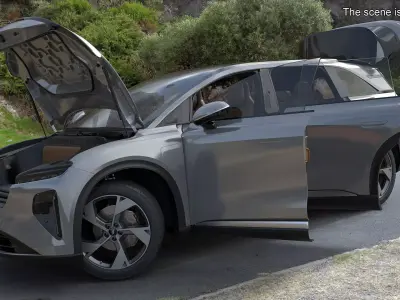 Lucid Gravity Electric Suv Gray with Lights Off Rigged for Maya 3D model