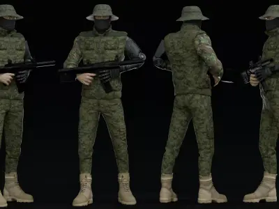 military soldier Low-poly 3D model