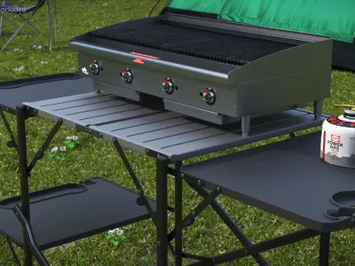  Outdoor Folding BBQ Table with Gas Burner Support 