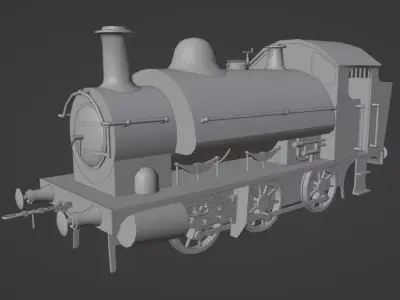 GWR 1361 class steam train Low-poly 3D model